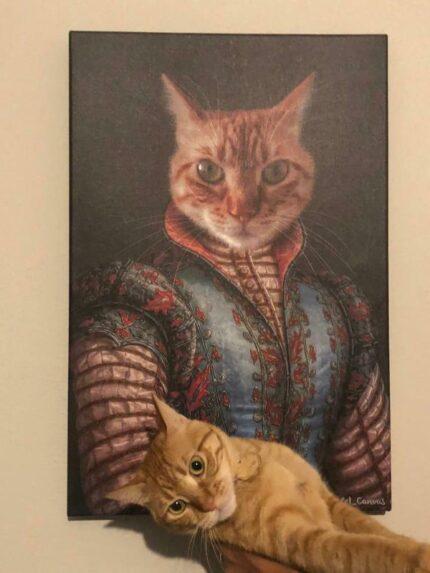 Kraliyet kostümlü sarmal kedi tablosu