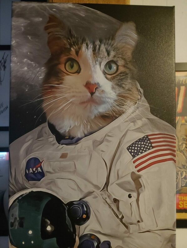 tekir kedi astronot kanvas tablo
