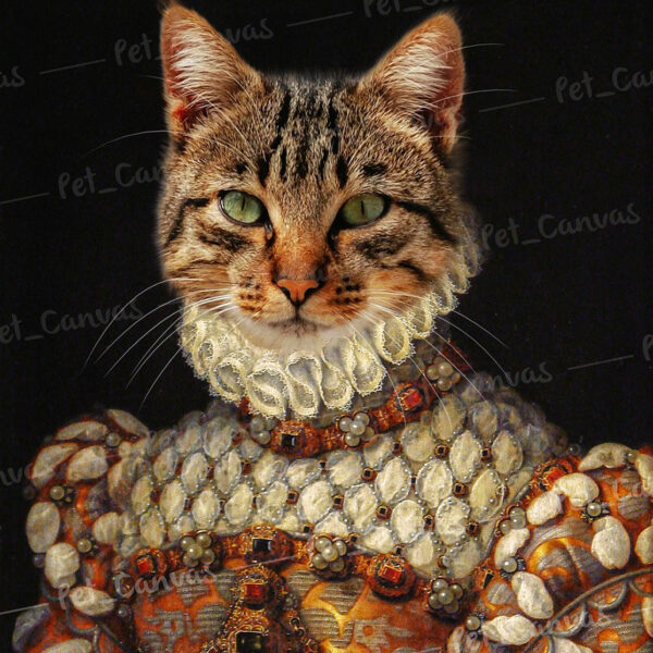 özel tasarım kraliçe kedi portresi