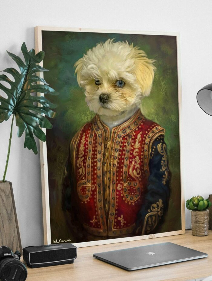 Malteser-Terrier, dekorativer Tisch