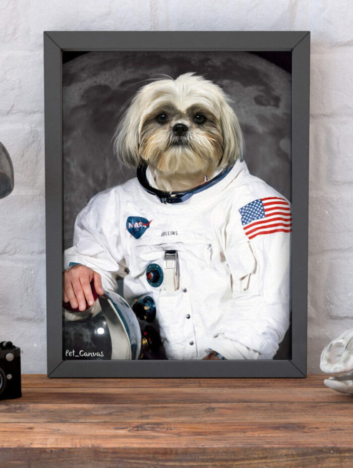 shihtzu köpek astronot dekoratif tablo