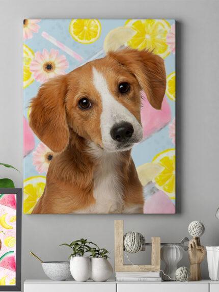 güler yüzlü pop art evcil hayvan köpek tablosu