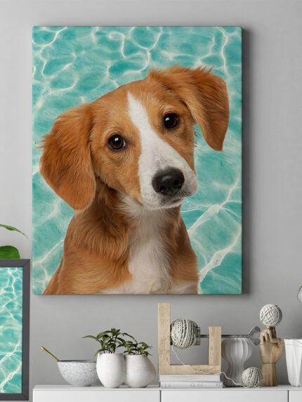 Havuz Yansımalı pop art evcil hayvan köpek tablosu