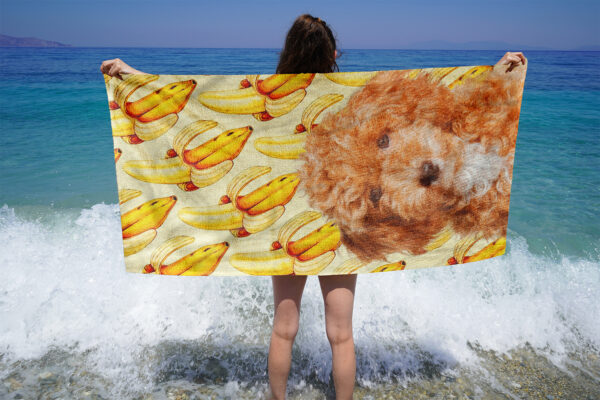 özel tasarım evcil hayvan portre muzlu plaj havlusu