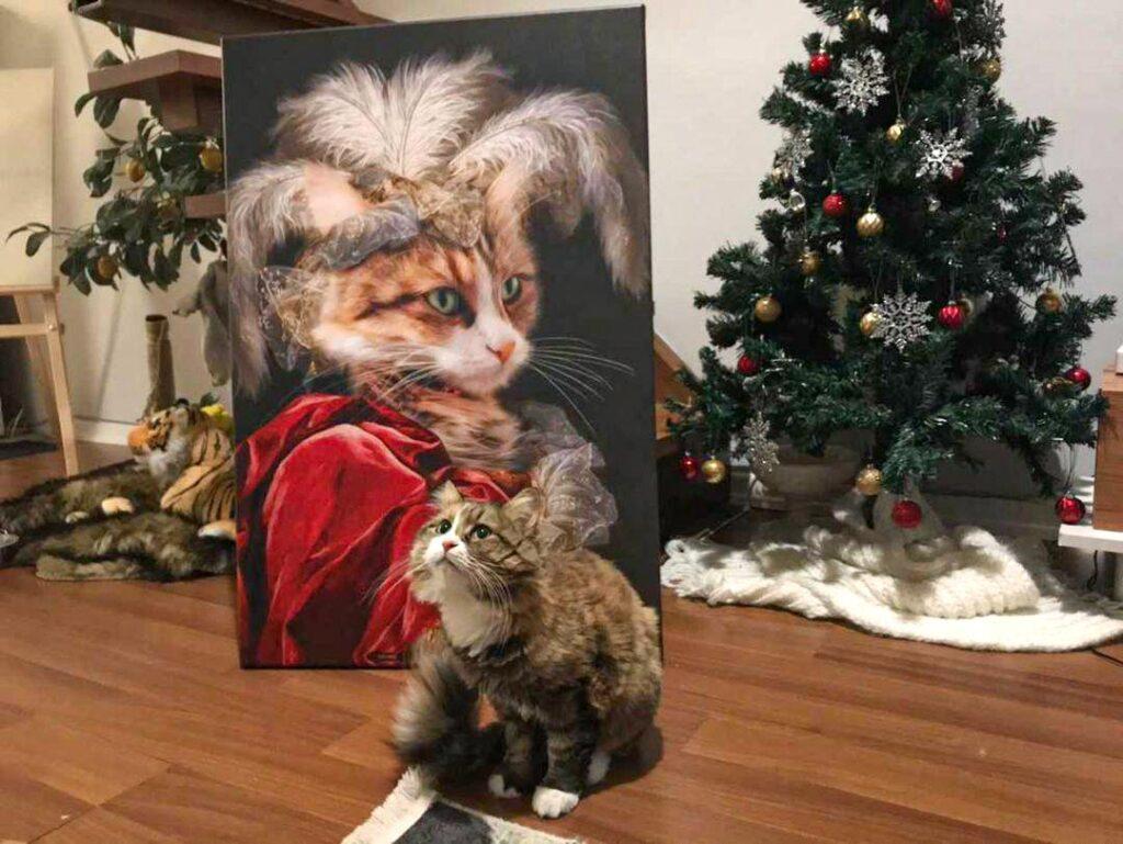kraliçe kedi kanvas tablosu