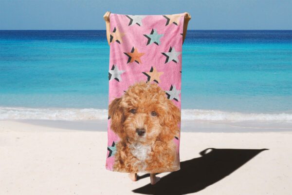 özel tasarım evcil hayvan portrelyıldızlı plaj havlusu