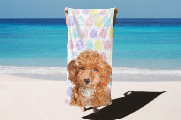 özel tasarım evcil hayvan portre paskalya yumurtalı plaj havlusu