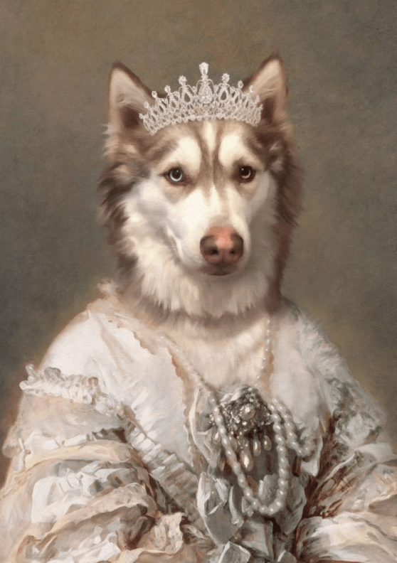 Evcil Husky köpek Kraliçe Rönesans Kanvas Tasarımı