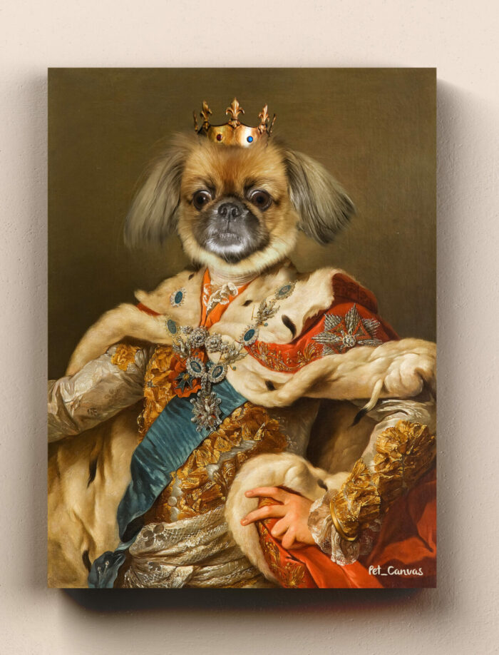 Evcil Köpek Tasarımlı Kral Kanvas Tablo