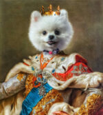 kral köpek beyaz poodle tablo rönesans