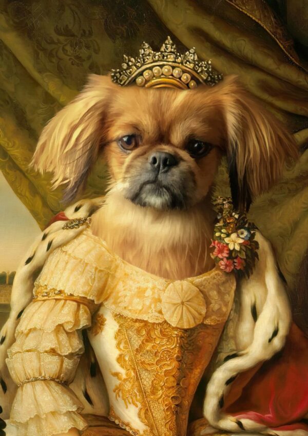 özel tasarım kraliçe köpek portresi