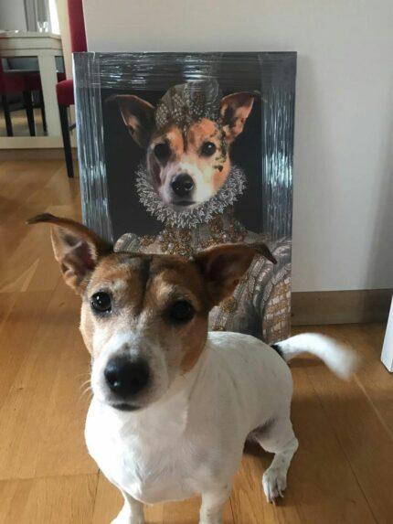 Evcil dost Jack Russel özel tasarım kraliçe tablosu