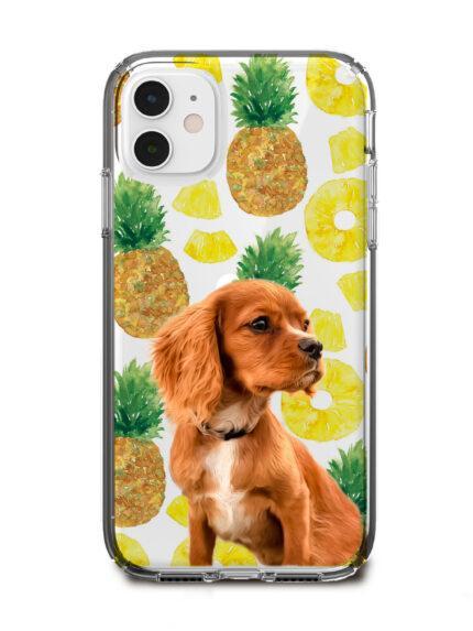ananas desenli köpekli telefon kılıfı