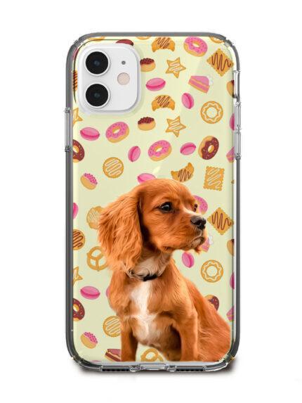 donut desenli köpekli telefon kılıfı