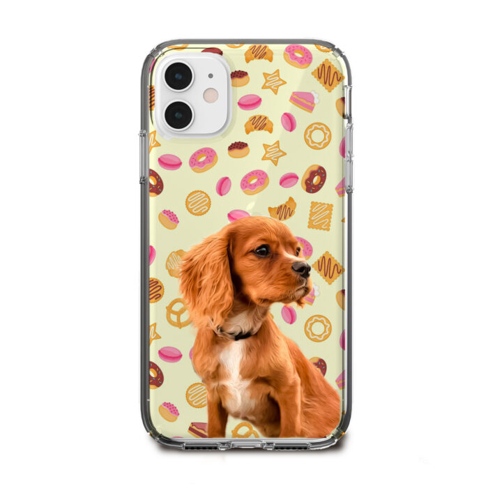 donut desenli köpekli telefon kılıfı