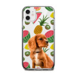 tropik meyve desenli köpekli telefon kılıfı