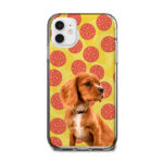 pizza desenli köpekli telefon kılıfı