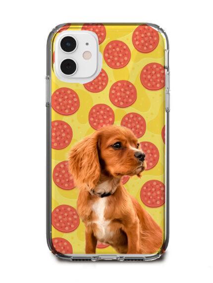 pizza desenli köpekli telefon kılıfı