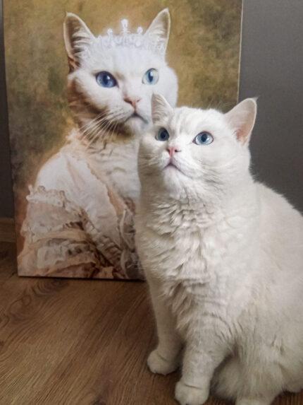 özel tasarım kraliçe van kedi portresi