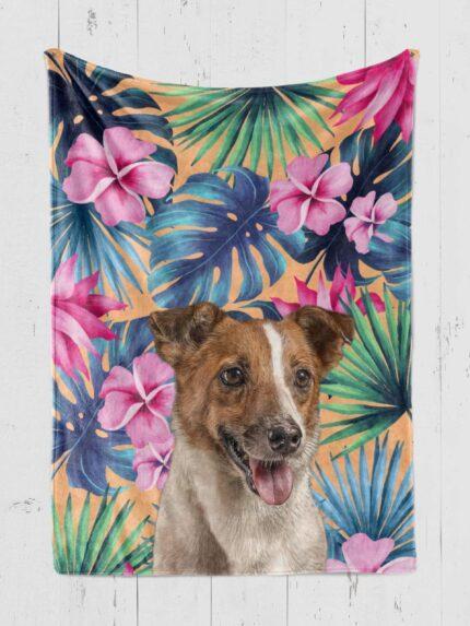 tropik yapraklı köpek battaniye