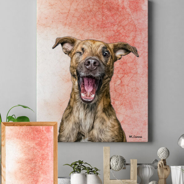 Kırmızı Sulu Boya Fonlu Pop Art Tablo köpek