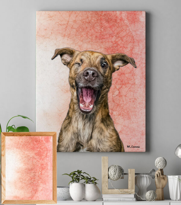 Kırmızı Sulu Boya Fonlu Pop Art Tablo köpek