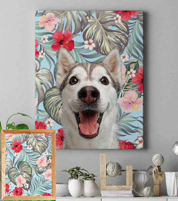 Yapraklı popart köpek tablosu