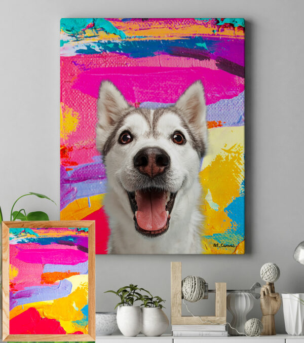abstract yağlı boya fırça darbeli köpek tablosu