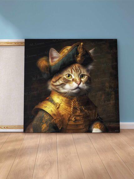 Şapkalı Altın Kedi kanvas tablo
