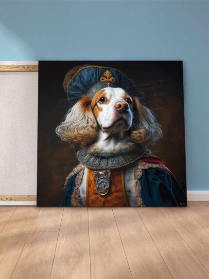 King Charles Cavalier on uniform canvas