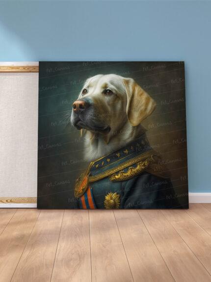 The Golden Retriever in Officer Uniform square canvas