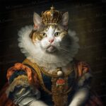 Die königliche Katze, die ein Kleid trägt