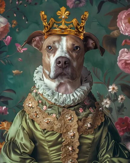 Home 185 Dog portrait, regal dog portrait, pet canvas art, royal pet painting, luxury pet decor.